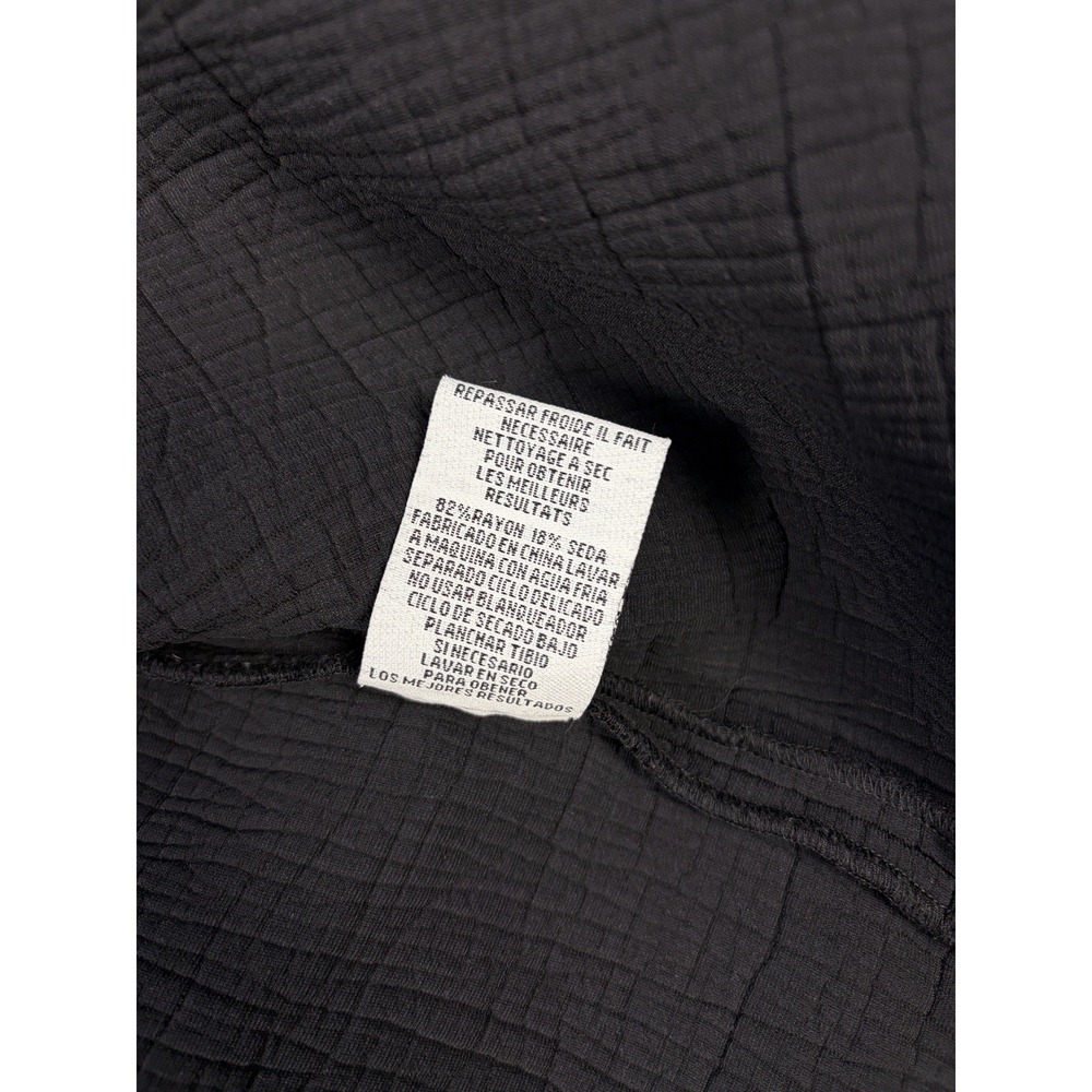 Eileen Fisher Black Silk Blend Crinkle Sponge Jacket Small Mandarin Stand Collar - Picture 5 of 6